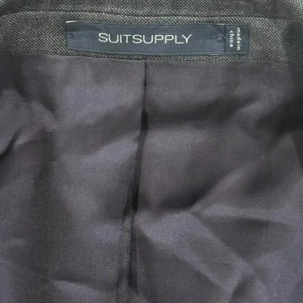 Suitsupply Charcoal Gray Pure Wool Lazio Single-Breasted Blazer Jacket US 40